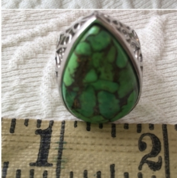 Green turquoise ring size 7 - Picture 2 of 7